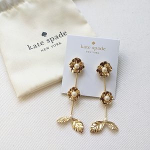 NEW Kate Spade gold and pearl linear flower earrings